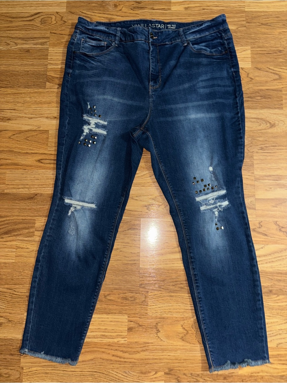 Vanilla Star Raw Hem Cropped Denim Jeans Women’s Plus Size 20 Distressed Holes